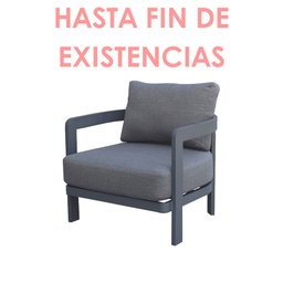 [100202007] 1-seater sofa Babylon anthracite grey aluminium and dark grey fabric