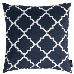 [100803041] Decorative cushion 45x45x12 cm navy blue / white print