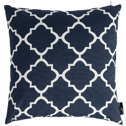 [100803041] Cojín decorativo 45x45x12 cm estampado azul marino / blanco