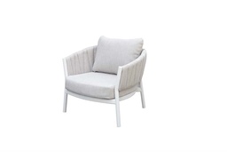 [100201006] 1 seater sofa Attica white aluminium and light grey fabric