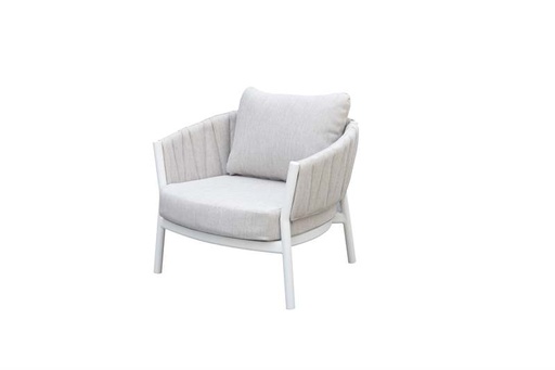 [100201006] Canapé 1 place Attica aluminium blanc et textile gris clair