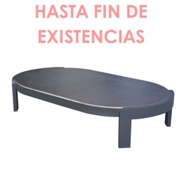 [100302004] Table basse Babylon en aluminium gris anthracite et plateau en céramique marbrée gris foncé