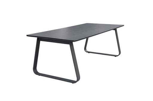 [100301061] Mesa de comedor Babylon 220X100 cm aluminio antracita y cristal cerámico gris oscuro