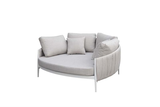 [100502010] Daybed Attica aluminio blanco y textil gris claro.