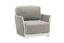 [100201007] Sofá 1 plaza Silai aluminio blanco textil gris medio