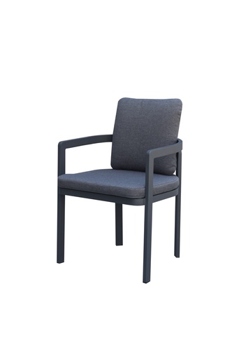 [100102008] Fauteuil de salle à manger Babylon aluminium gris anthracite et textile gris foncé