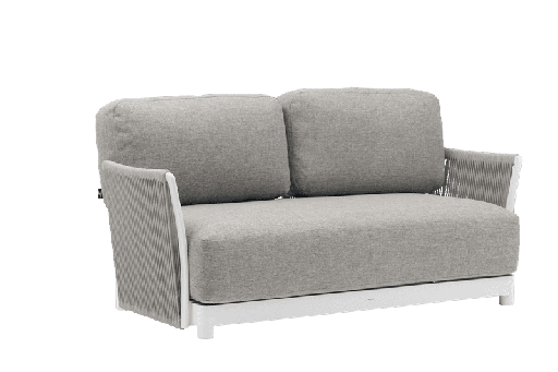 [100202071] Canapé 2 places Silai aluminium blanc tissu gris moyen