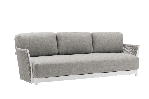 [100202072] Sofá 3 plazas Silai aluminio blanco textil gris medio