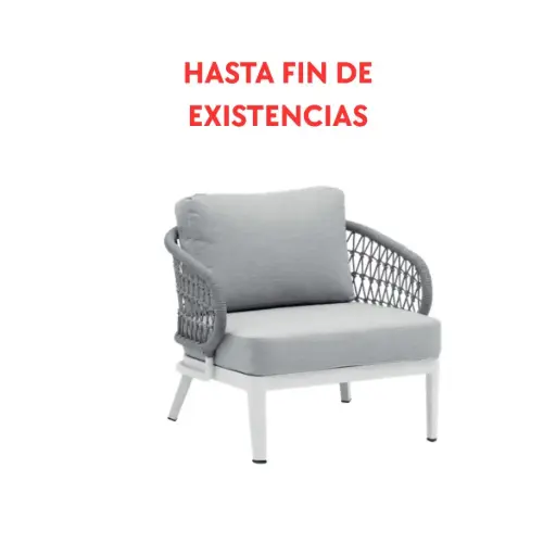 [100201008] Canapé 1 place Isabela aluminium blanc tissu gris clair