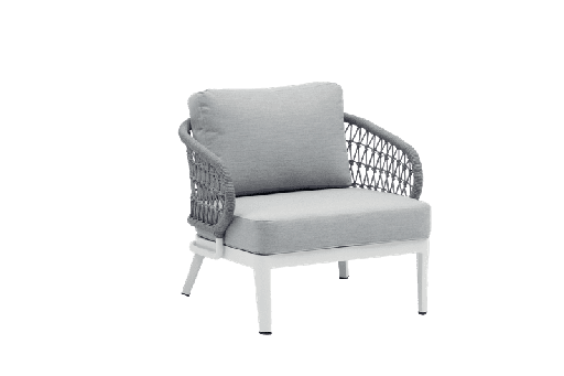 [100201008] Canapé 1 place Isabela aluminium blanc tissu gris clair