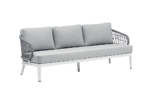 [100202074] Isabela 3-seater sofa in white aluminium with light grey fabric