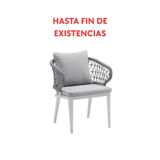 [100102010] Isabela dining chair in white aluminium and light grey fabric