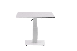 [100301076] Isabela 90x90x50/74 white aluminium lift-top table with light grey ceramic glass top