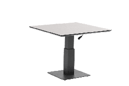 [100301075] Isabela lift-up table 90x90x50/74 anthracite aluminium with light grey ceramic glass.