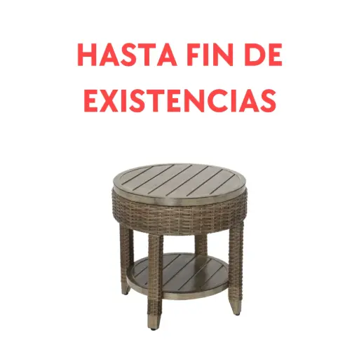 [100303003] Mesa auxiliar Brent. Aluminio y rattan sintetico