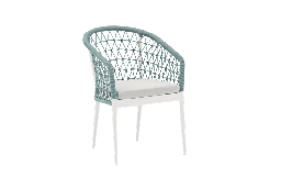 [100101041] Dining chair Nelayan aluminium white rope aqua