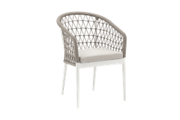 [100101040] Dining chair Nelayan white aluminium rope greige