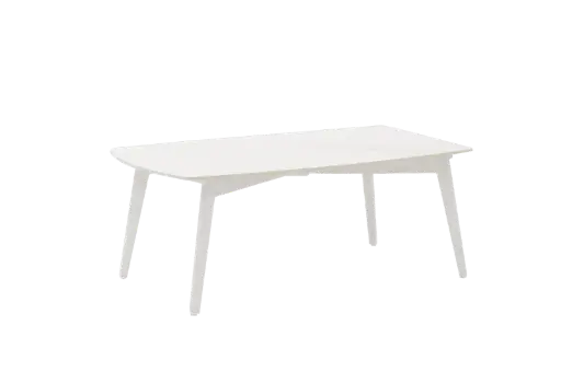 [100302072] Mesa de centro Nelayan 120x70  aluminio blanco top mesa porcelánico blanco