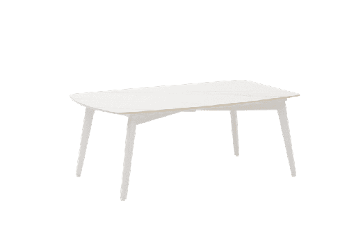 [100302072] Mesa de centro Nelayan 120x70 em alumínio branco com tampo em porcelana branca