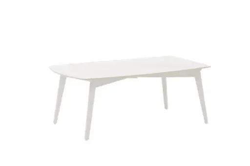 [100302072] Table basse Nelayan 120x70  aluminium blanc plateau en grès cérame blanc