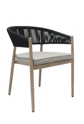 [100102016] Sunset dining chair in wood-effect aluminium and anthracite rope