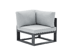 [100202077] Meuble d'angle Niland en aluminium anthracite avec revêtement gris moyen.