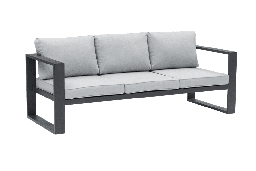 [100202080] Sofa 3 plazas  Niland aluminio antracita y cojineria gris medio