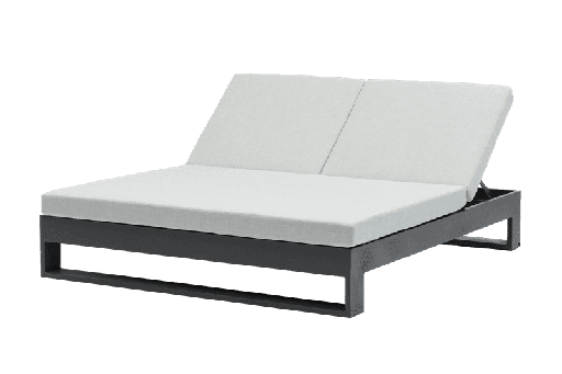 [100502015] Chaise longue Niland en aluminium anthracite et tissu gris moyen.
