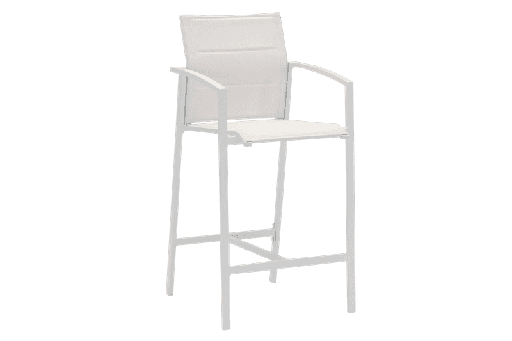 [100103004] Tabouret de bar ORICK, en aluminium et tissu blanc.