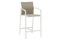 [100103005] ORICK bar stool, white aluminium and taupe fabric