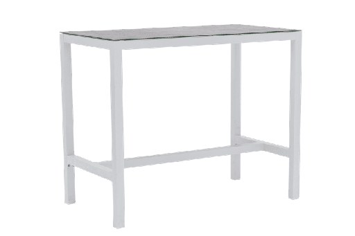 [100304003] Mesa alta bar Meridian 130x70 cm aluminio  blanco cerámico gris claro.