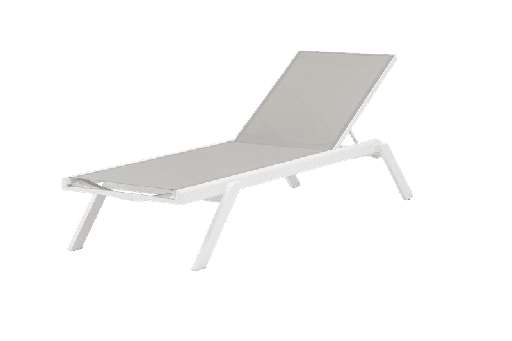 [100501029] Alameda white aluminium and light grey textilene sun lounger