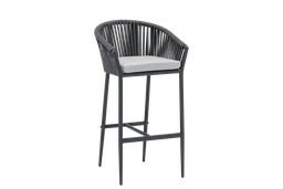 [100103009] Sillón para barra de bar Ukiah aluminio y cuerda antracita con cojín gris medio.