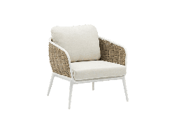 [100202083] Sofa 1 plaza Irvine Aluminio blanco. Cuerda taupe cojin  beige