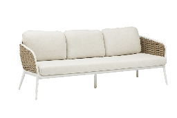 [100202084] Sofá 3 plazas Irvine aluminio blanco cuerda taupe cojín  beige