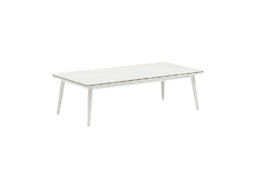 [100302074] Coffee table Irvine 120x60cm white aluminium white porcelain top