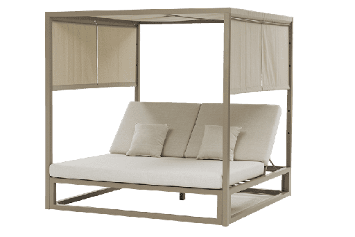 [100502014] Edna daybed in taupe aluminium and beige fabric