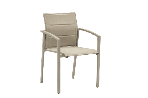 [100101039] ORICK dining chair in aluminium and taupe textilene.