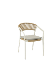 [100102039] Appelton chair with armrests in white aluminium and natural wickerwork
