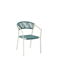 [100102036] Chaise avec accoudoirs Appelton aluminium blanc et tressage aqua