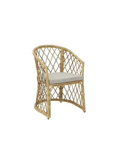 [100102037] SILLA CON BRAZOS MADISON ALUMINIO EFECTO MADERA Y TRENZADO NATURAL