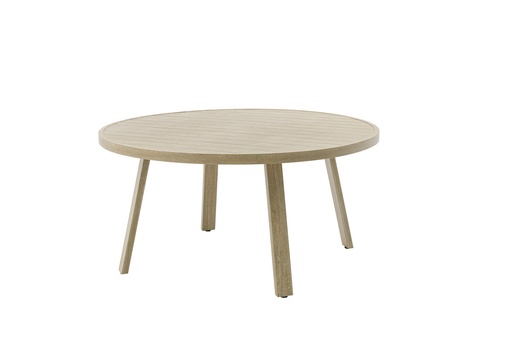 [100301090] Mesa de comedor Harmony Ø 120 cm aluminio efecto madera