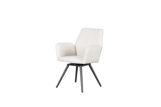 [100102043] Levin swivel dining chair, anthracite aluminium, beige fabric.