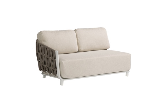 [100202098] Carson 2-seater module, left armrest, white aluminium, beige fabric (VF)