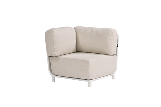 [100202100] Carson corner module in white aluminium with beige fabric