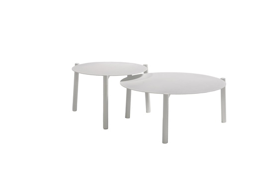 [100303054] Carson side table set Ø 80cm x 35 cm + Ø 60 cm x 42 cm white aluminium