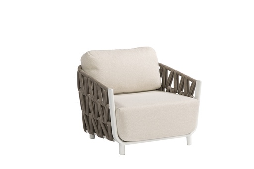 [100201011] Carson single armchair, white aluminium with beige fabric