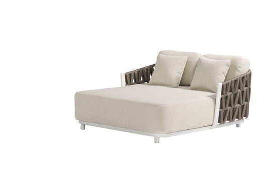 [100502017] Chaise-longue Carson, alumínio branco, tecido bege