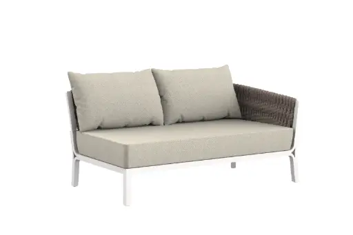 [100202103] 2-seater module Anmore right arm aluminium white textile greige textile (VF)