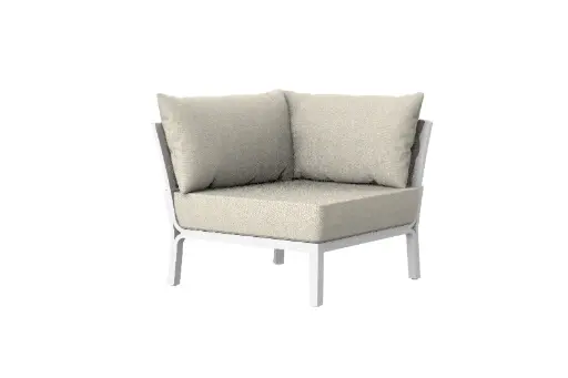 [100202104] Anmore corner module in white aluminium with greige fabric